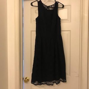 Navy lace knee length a-line dress